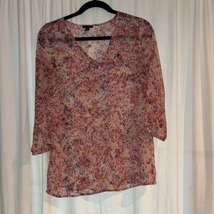 Ann Taylor Pink 3/4 Sleeve Relaxed Blouse